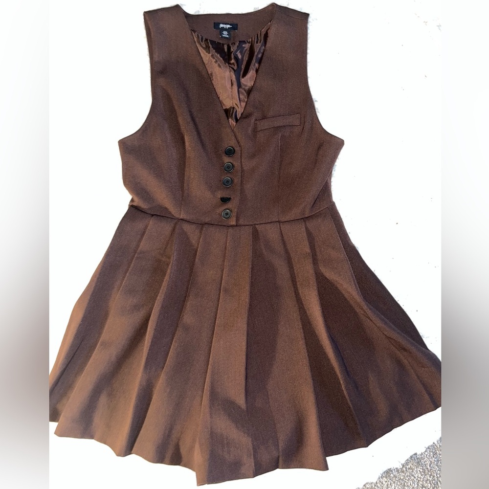 Nasty Gal Brown Button-Up Mini Dress - Picture 2 of 5